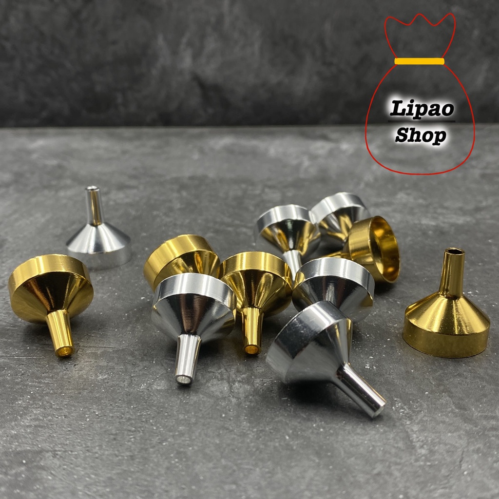 Corong Mini / Mini Funnel Stainless Steel Gold dan Silver untuk Essential Oil Botol Parfum Kecil