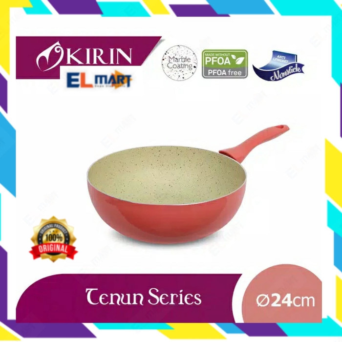 Deep frypan Wok Pan KIRIN 24cm Tenun Series wajan marble coating 24 cm KIRIN 24CM tenun