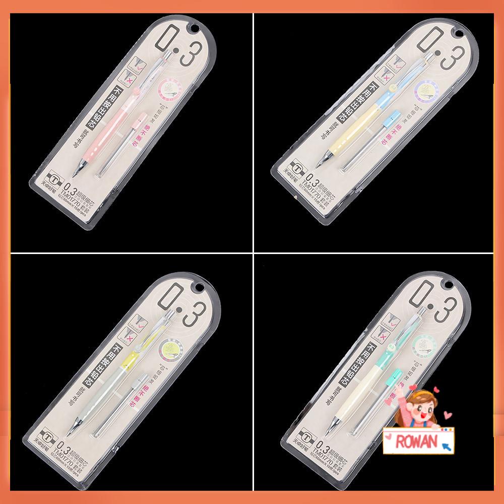 R-flower 1 Set Pensil Mekanik 0.3mm Portable Bahan Plastik Warna Acak Untuk Stationery Sekolah