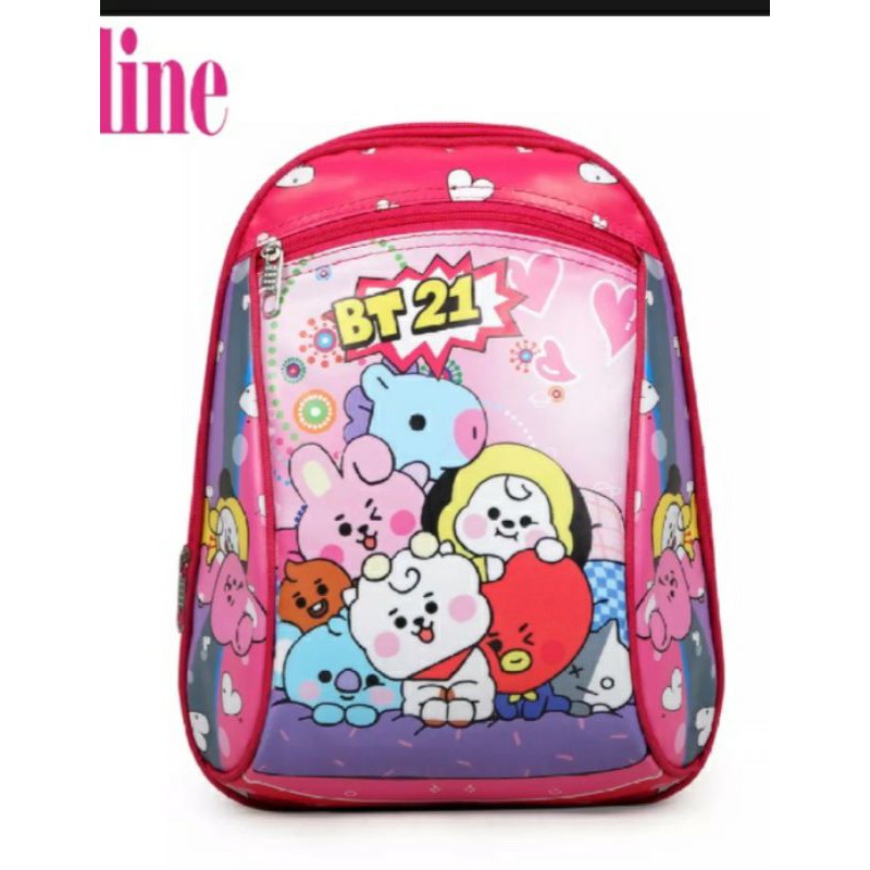 Tas ransel Anak sekolah kecil BT21 HAPPY, Tas anak sekolah TK/PAUD
