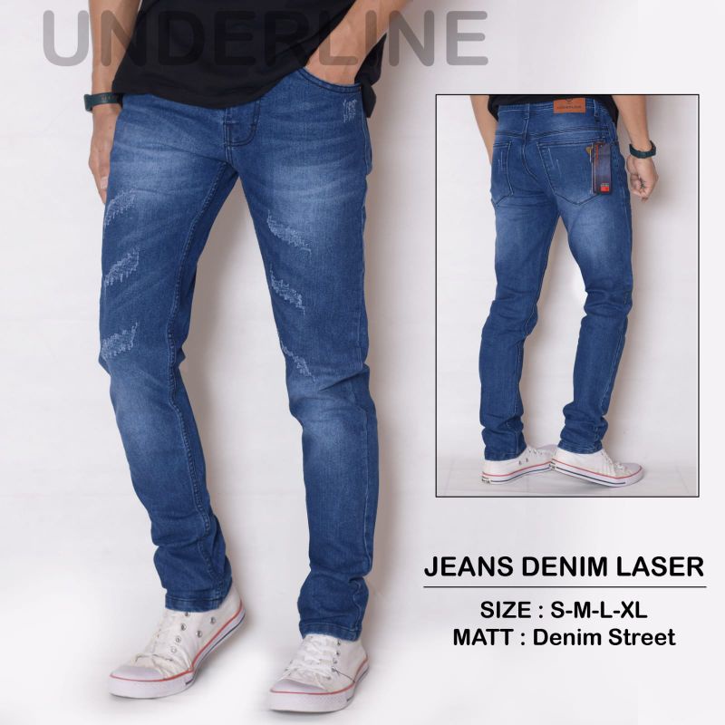 Celana Panjang Jeans Pria Original Underline Model Laser Terbaru