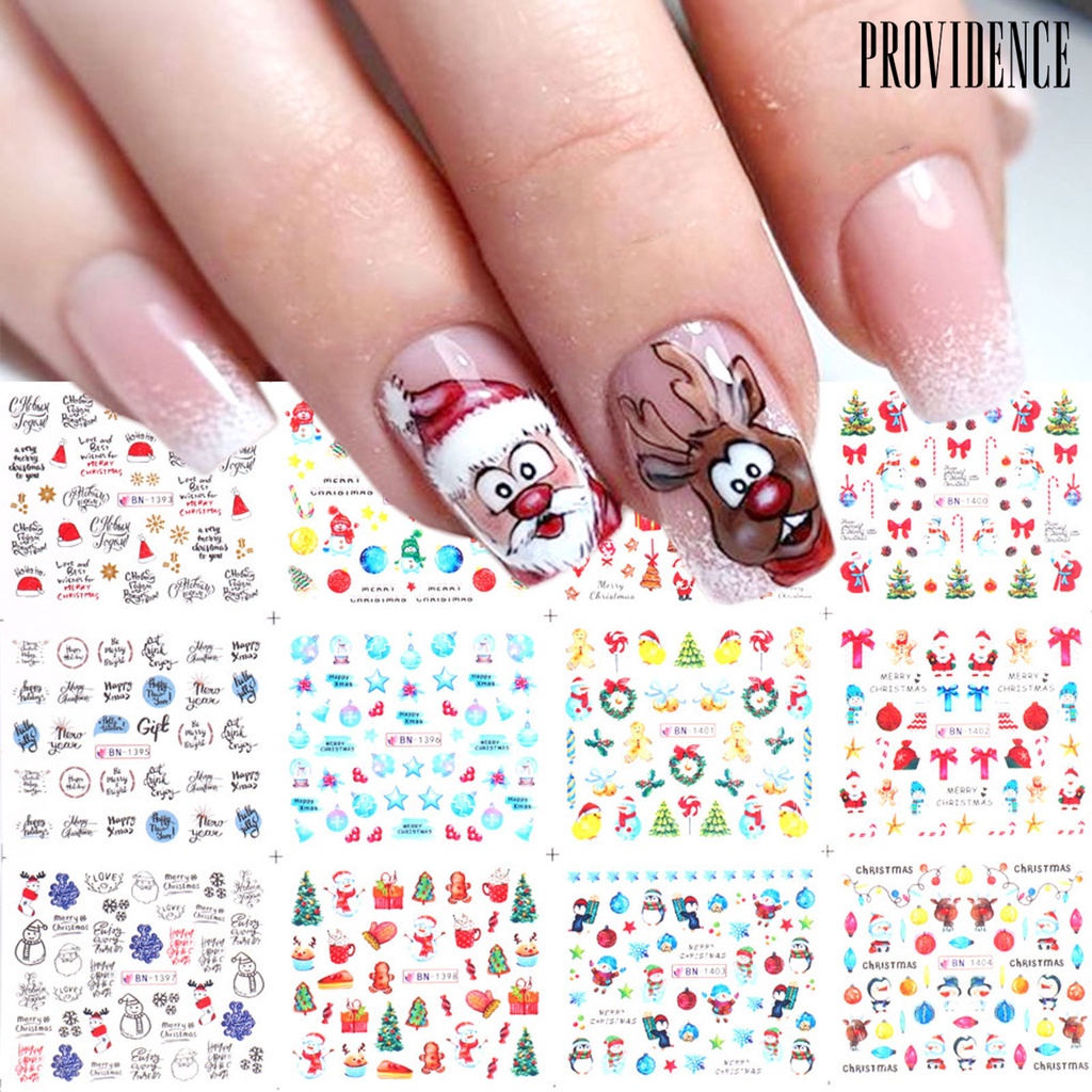 Providence Nail Sticker Christmas Patterns Non-Fading Ultra Thin Xmas Snow Flake Glitter Nails Art Sticker for Female