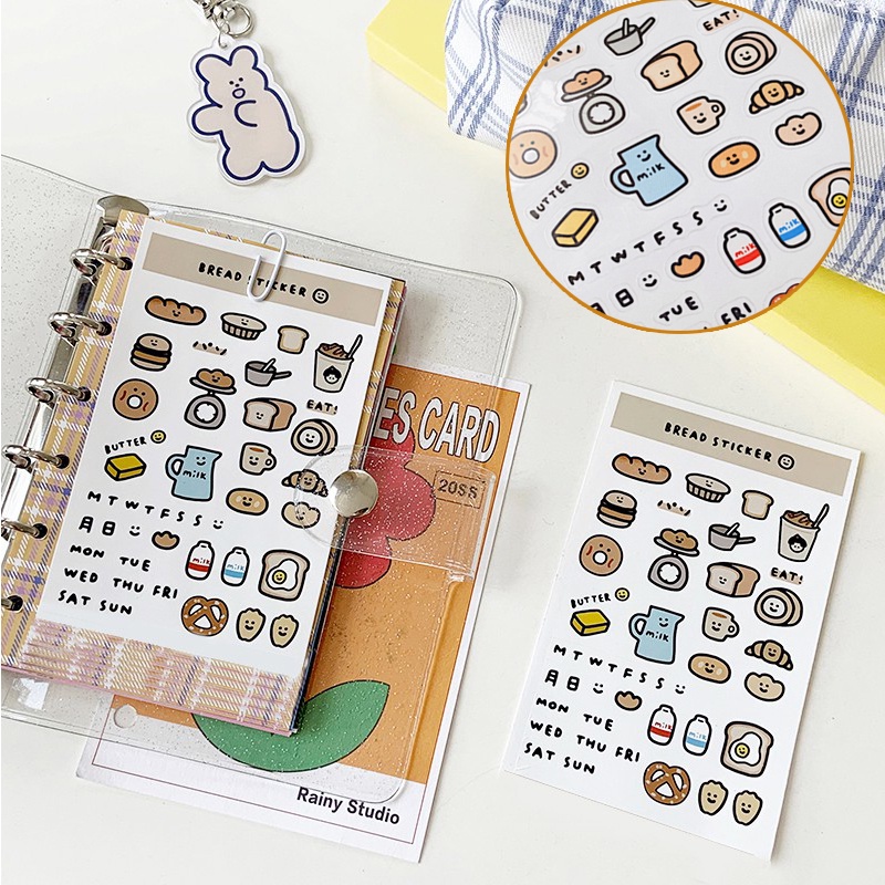 1pc Stiker Bentuk Roti Lucu Bahan Pvc Kualitas Tinggi Untuk Dekorasi Diary / Scrapbook