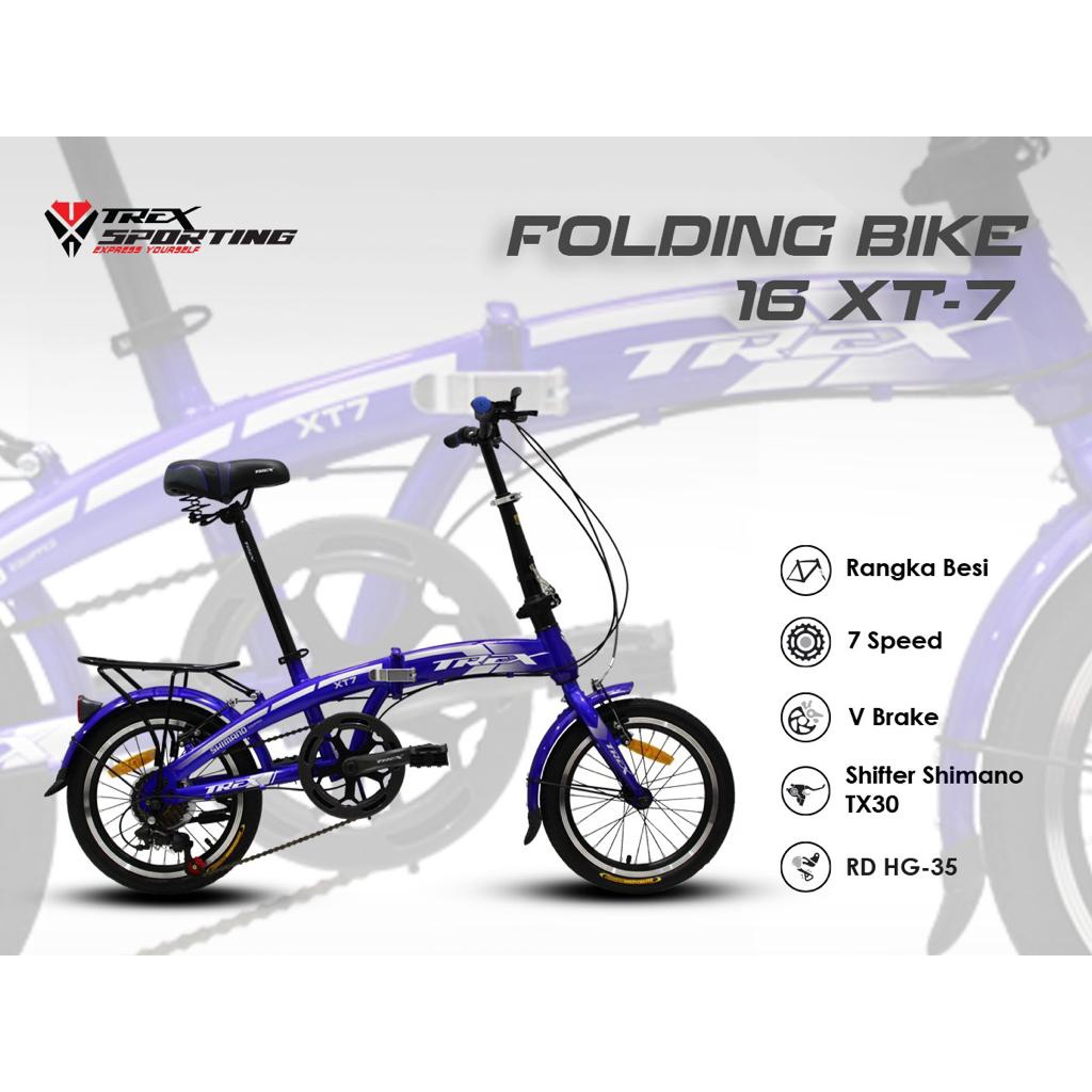 SEPEDA LIPAT TREX XT 7 DB 16 dan 20 SHIMANO 7 SPEED FOLDING BIKE DISC BRAKE sepeda lipat murah