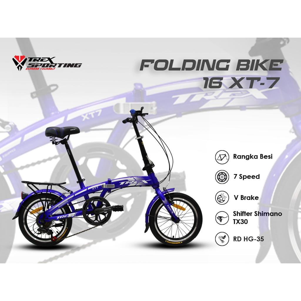 SEPEDA LIPAT TREX XT 7 DB 16 dan 20 SHIMANO 7 SPEED FOLDING BIKE DISC BRAKE sepeda lipat murah