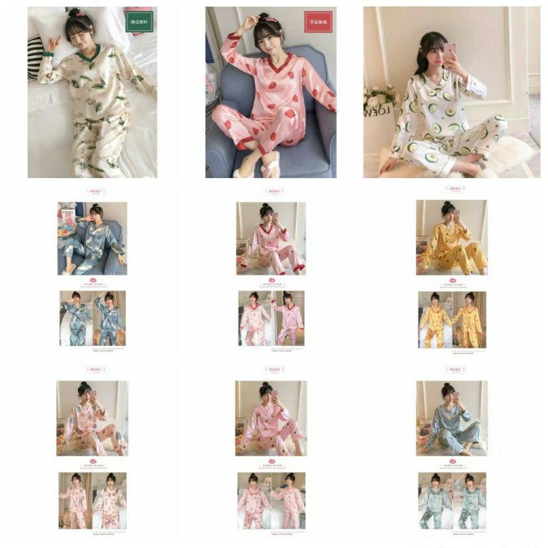 KZ_Stelan satin PP import / piyama wanita pp satin import / baju tidur wanita import murah