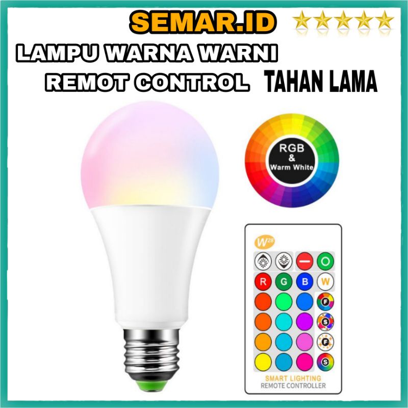 Lampu Bohlam RGB Warna Warni 16 LED Bahan ABS Anti Pecah free Remote Control