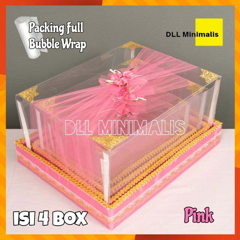 

Box Kotak Seserahan 1 set Isi 4 Pernikahan Mika Tempat Jewelery (Warna Pink)