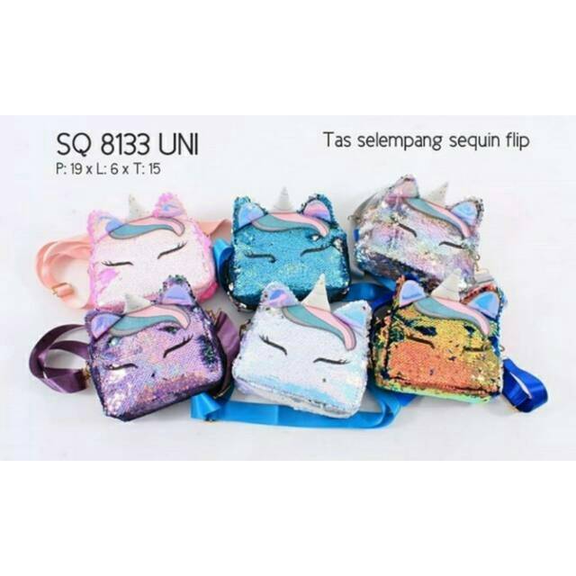 Tas selempang unicorn/sling bag unicorn sequin (berubah warna)