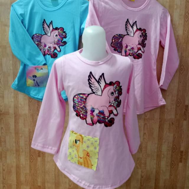 Baju Murah unicorn Anak Perempuan / Kaos Anak Perempuan Unicorn / Kuda Pony LED