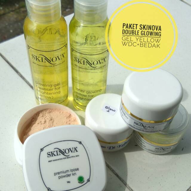 PAKET SKINOVA DOUBLE GLOWING GEL YELLOW WDC + BEDAK