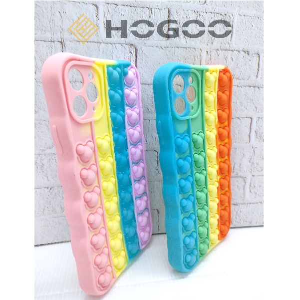 HOGOO CASE POP IT SILICONE IPHONE 11 - CASE PENGHILANG STRESS PUSH IT BUBBLE CASE RAINBOW