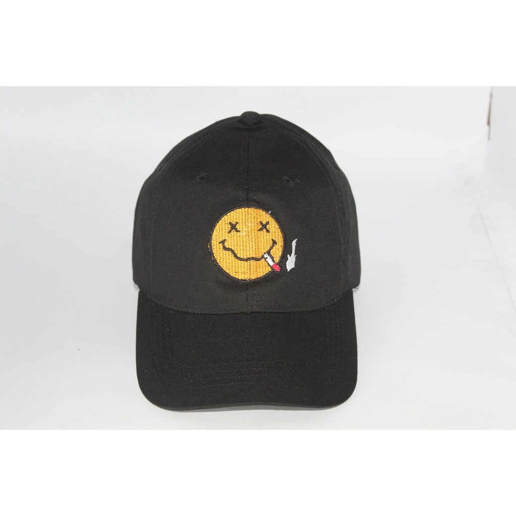 Topi baseball emoji smile/Topi keren/TOPI Motif SMILE