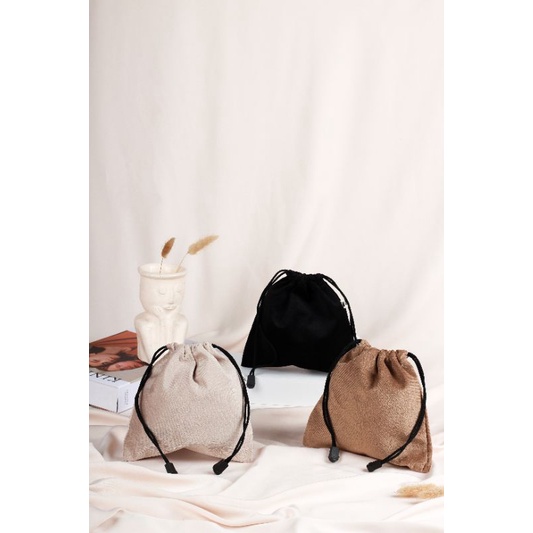 Custom Pouch Serut Velvet souvenir pouch Medium Besar