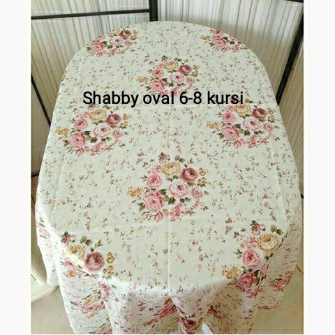 Taplak Meja Makan - Taplak Meja Makan Shabby Oval 6-8 Kursi