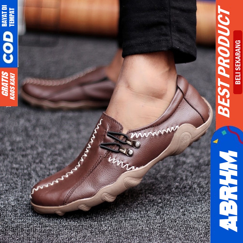 Abrhm Knit - Sepatu Formal Pria Pantofel Kulit Asli