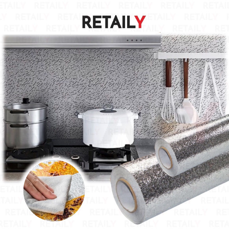 Retaily - HL0208 Wallpaper Aluminium Foil Anti Minyak Tahan Api Stiker Dinding Dapur