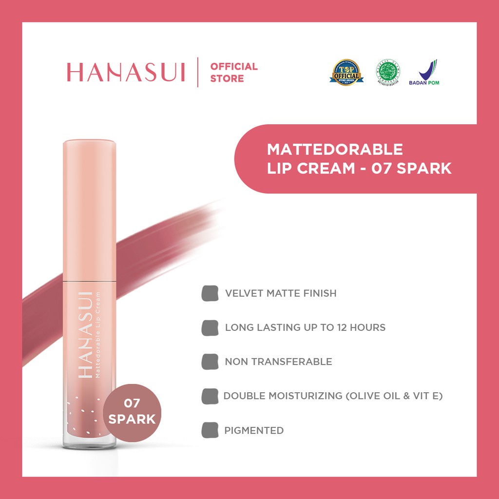 BISA COD -  HANASUI MATTEDORABLE LIPCREAM MATTE, WATERPROOF RINGAN DAN TAHAN LAMA ORIGINAL BPOM