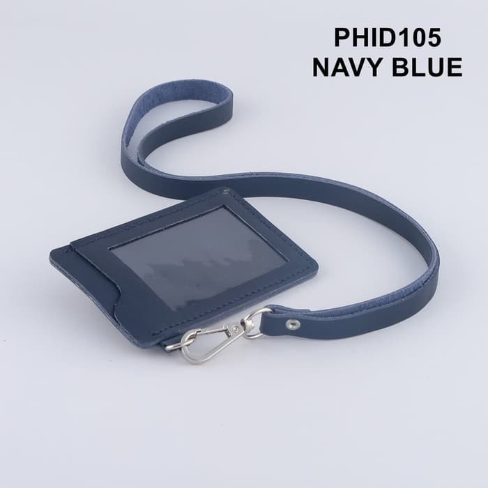 

gantungan ID card kulit asli warna navy blue id card holder