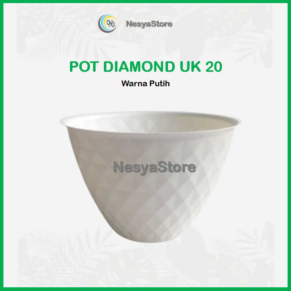 Pot Diamond Ukuran 20 Putih