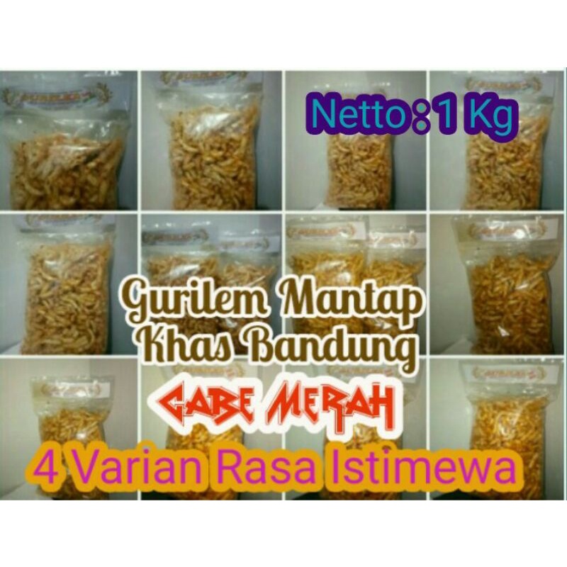 

1 Kg Gurilem Mantap Khas Bandung - Rasa CABE MERAH - Kemasan Biasa Rasa Luar Biasa