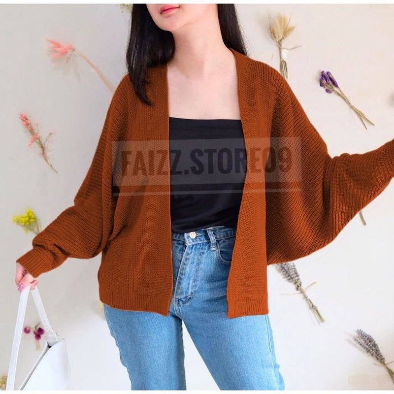 Cardigan Rajut OVERSIZE BATWING/Cardigan Rajut Wanita Tebal PREMIUM STORE09 MURAH-Coral