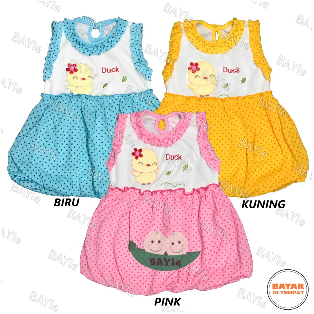 BAYIe - Baju bayi Perempuan Dress Ballon motif DUCK PLANET KIDS  usia 0-12 bulan/Pakaian anak Cewek