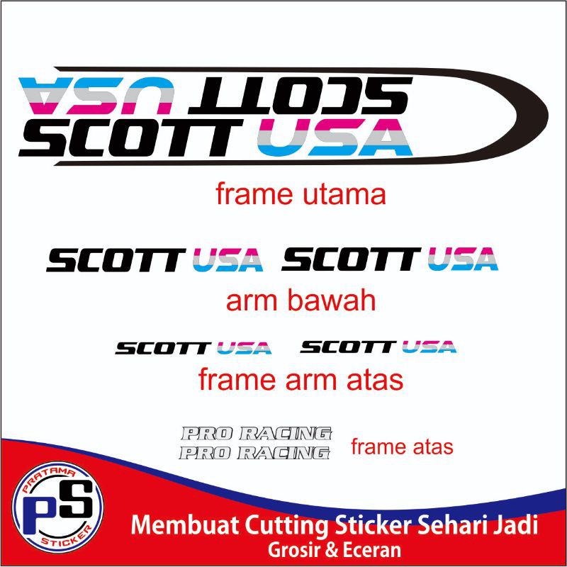 Frame Sticker Cutting Sepeda Scott USA