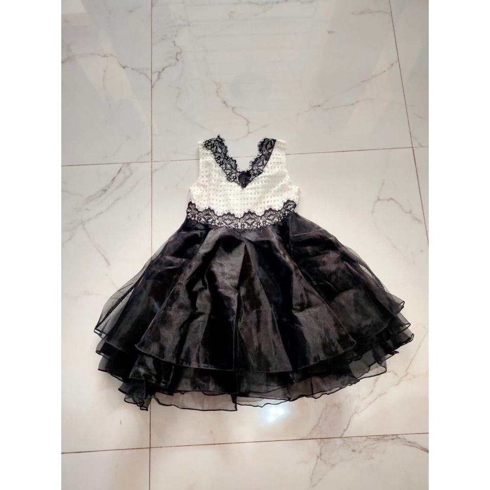 DRESS KOREA PINK PUTIH HITAM/DRESS MEWAH ANAK PEREMPUAN 2-4TAHUN TILE