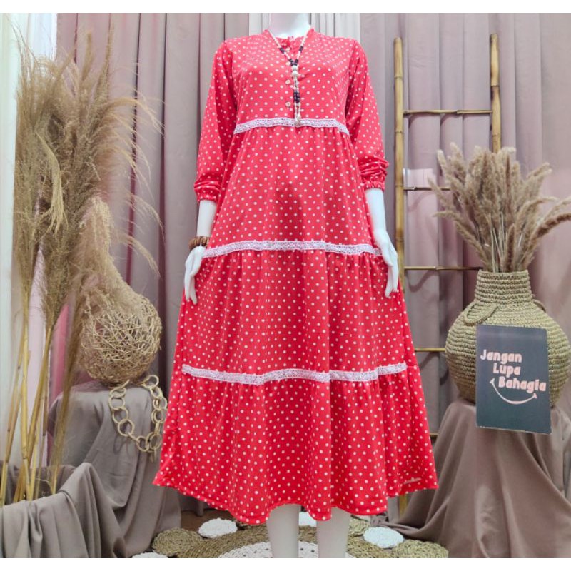 gamis polka renda voxy