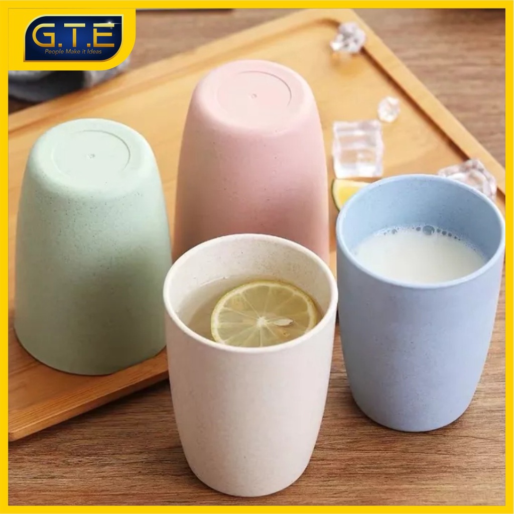 GTE | Gelas Wheat Straw Kopi Mug Cangkir | Gelas Gandum Kokoh | BPA Free | Gelas Bahan Jerami | Gelas Praktis Tanpa Pecah