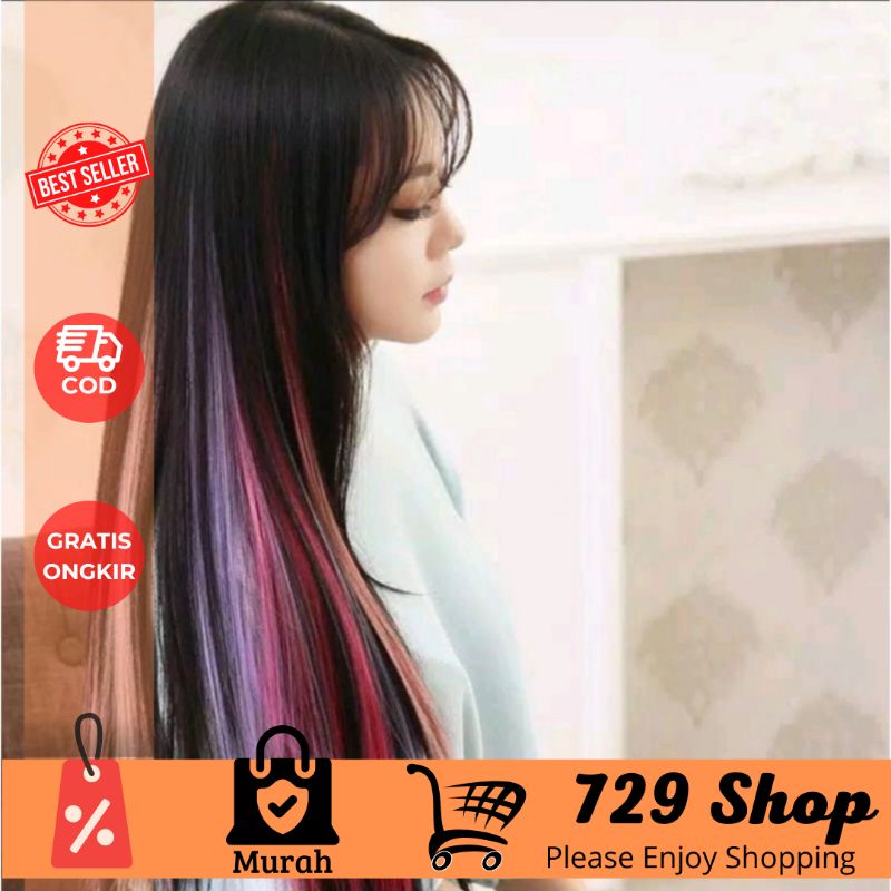 HAIRCLIP WARNA wig hair clip colour highlight rambut sambung palsu extension Import Best Seller