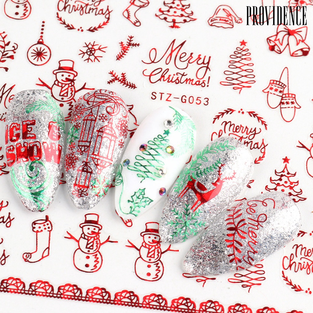 Providence Stiker Kuku Motif Rusa / Kepingan Salju / Natal Untuk Dekorasi Nail Art / Manicure Diy