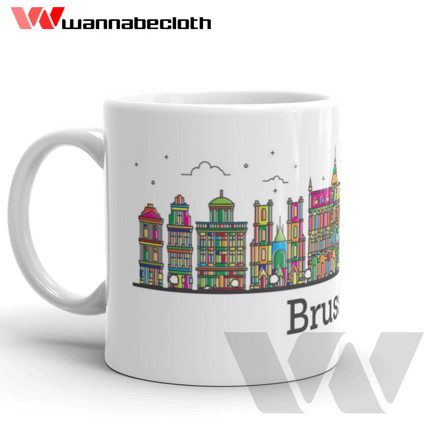 Gelas Brussels Belgium Belgia Mug Brussels Belgium Belgia Souvenir Brussels Mug World City v2