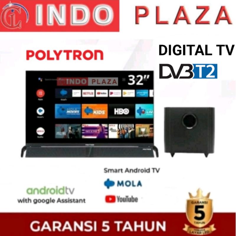 TV POLYTRON 32 Inch SMART ANDROID PLD-32BAG9858 / 5959 CINEMAX SOUNDBAR (Khusus Medan)