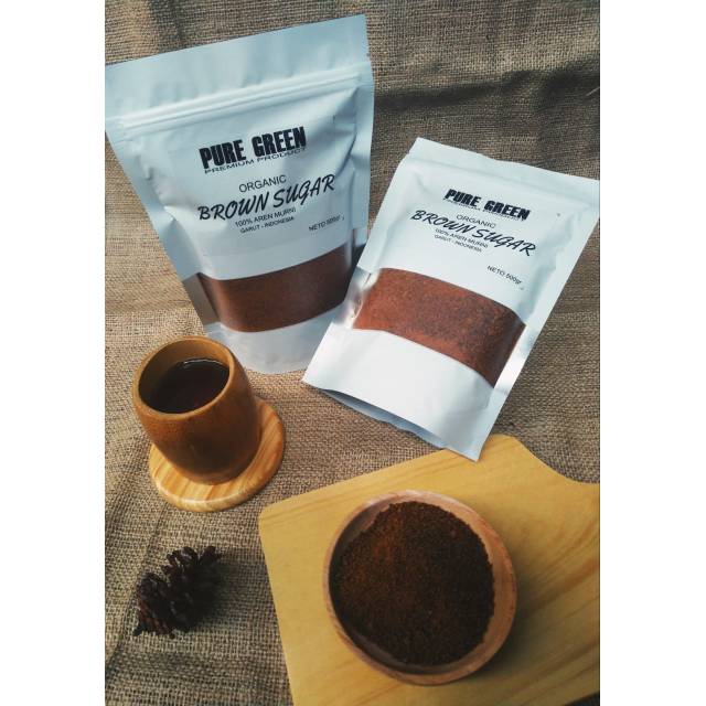 PURE GREEN ORGANIC BROWN SUGAR 100% AREN MURNI 500gr GULA SEMUT GULA AREN PALM GULA BUBUK