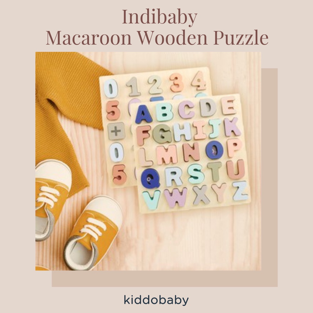 Indibaby Macaroon Wooden Puzzle | Mainan Edukasi | Mainan Balok