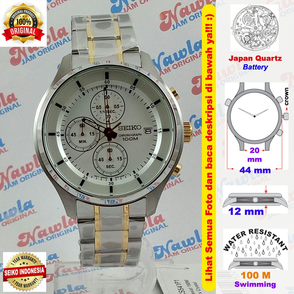 Seiko Quartz SKS541P1 Chronograph Two Tone - Jam Tangan Pria SKS541