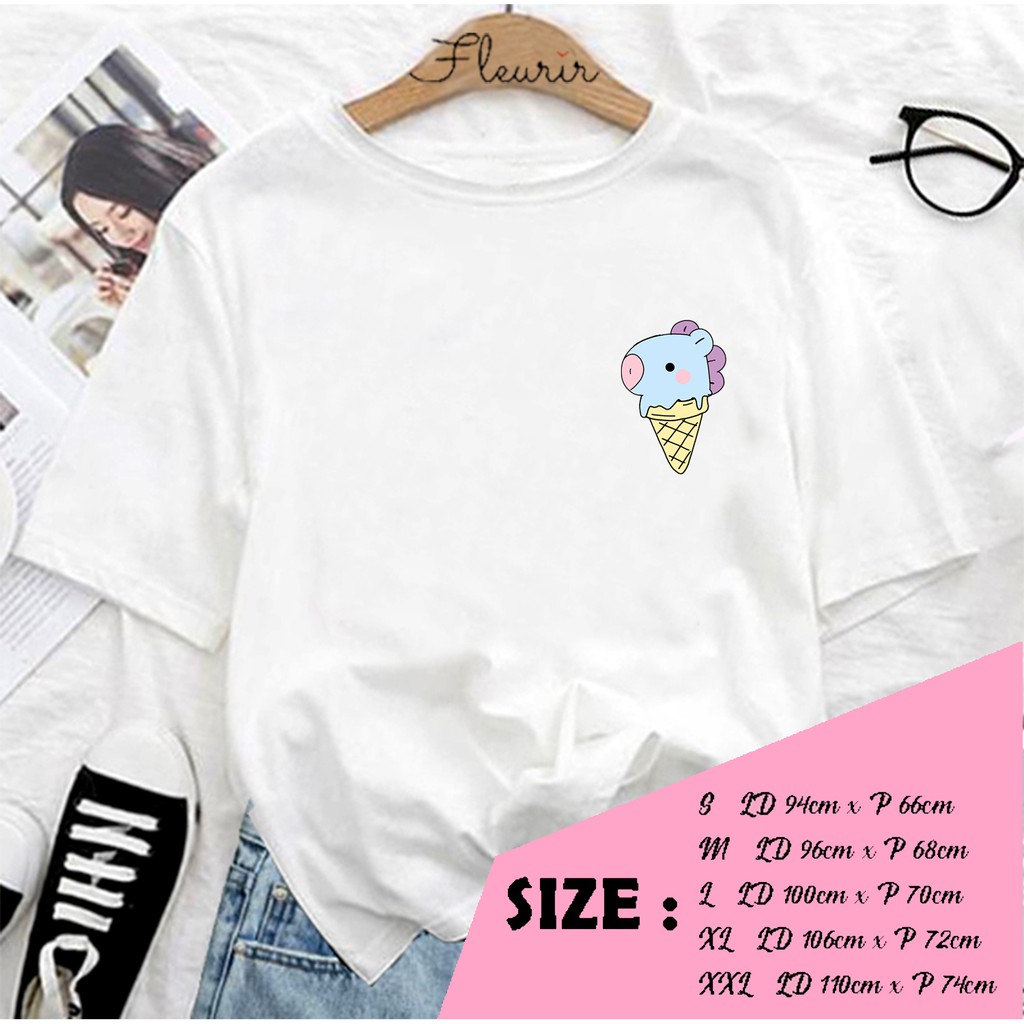 FLEURIR - KAOS MANG ICE CREAM WANITA DEWASA LENGAN PENDEK TEE UNISEX WANITA PRIA