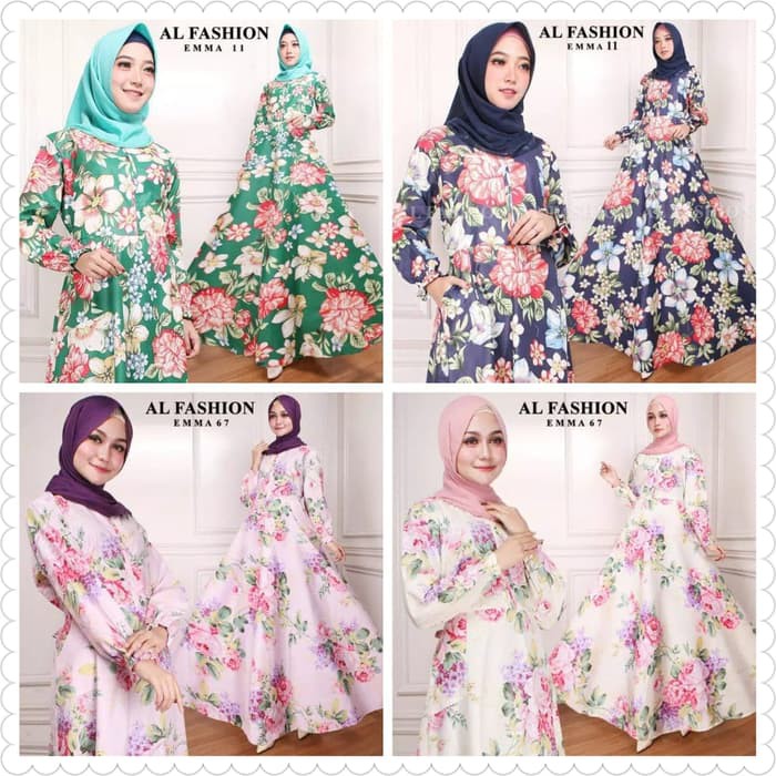 Baju Gamis Wanita / Gamis Motif / Gamis Baloteli / Gamis Syari Maxi - Navy, 62 Navy