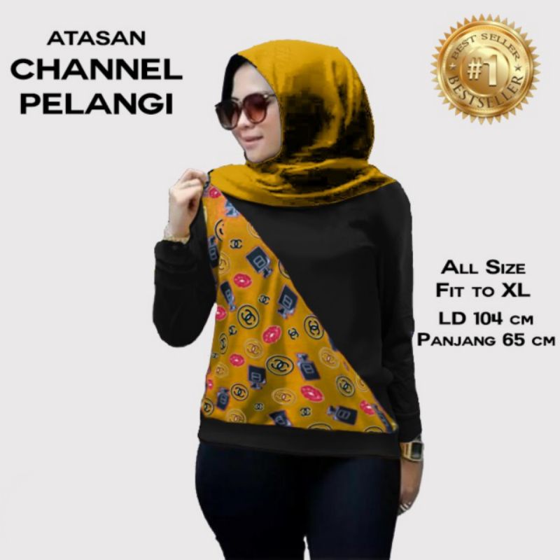 Baju Atasan Wanita CHANNEL Pelangi CHL Kaos Lengan Panjang Murah Berkualitas Terbaru