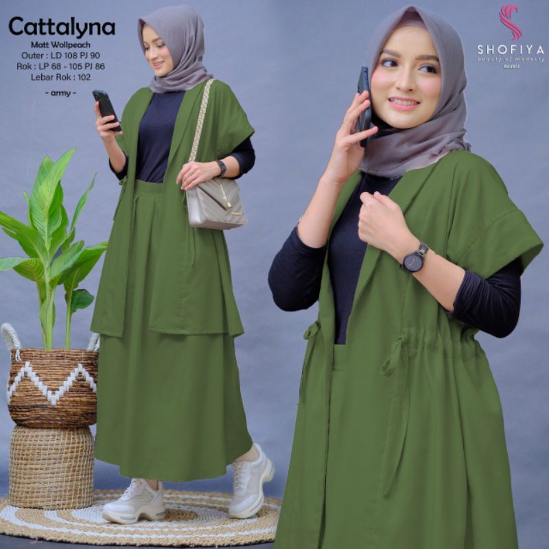 Cattaylna Set By SHOFIYA | 2 In 1 Set | 3 In 1 Set | Setelan Wanita | Setelan Rok | Set Baju Muslim