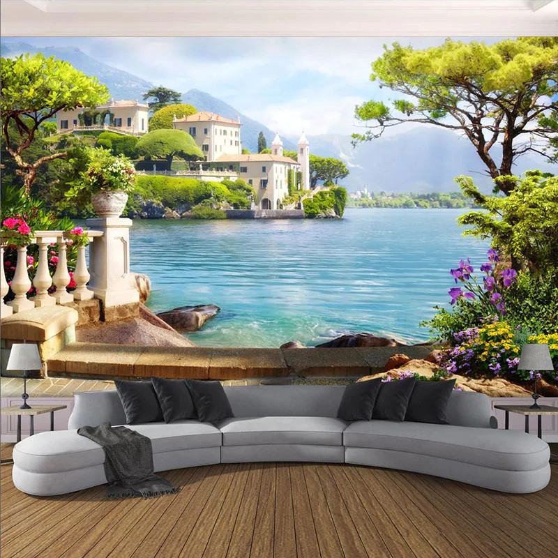 Foto Wallpaper 3d Taman Pemandangan Danau Mural Living Room Tv Sofa Latar Belakang Dinding Lukisan Shopee Indonesia
