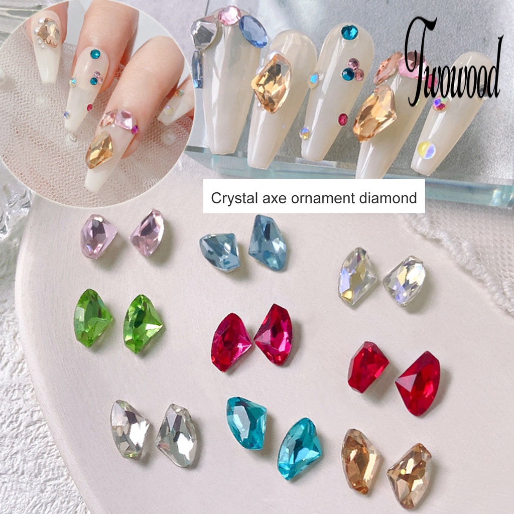 10 Pcs Berlian Imitasi Glittery 3D Warna Campur Untuk Dekorasi Nail Art