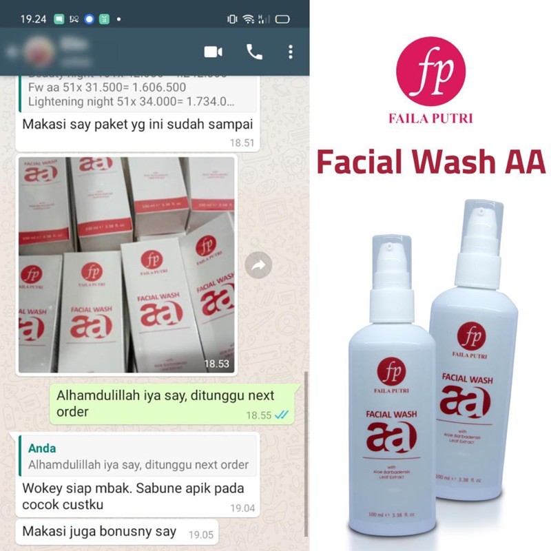 facial wash anti aging  FAILA PUTRI BPOM - Sabun wajah whitening glow - facial wash AA