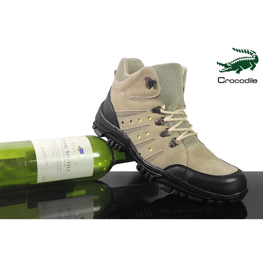 sepatu boots safety crocodile macan cream sepatu haiking tracking outdoor safety murah