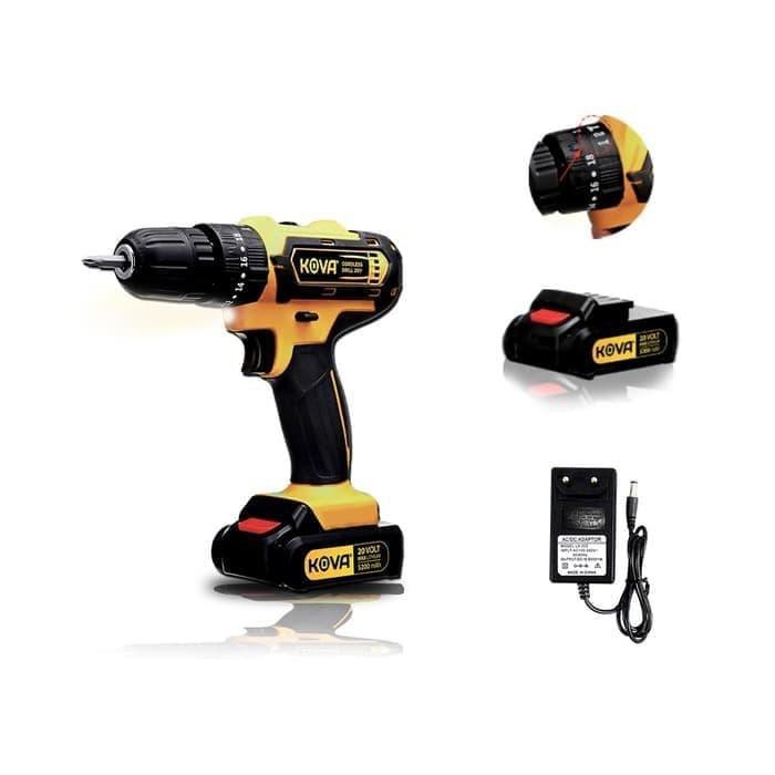 coordles kova cordless impact drill 20 v bor baterai listrik