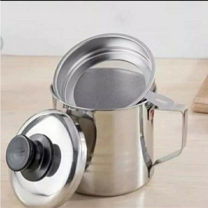 Wadah Saringan Minyak Stainless Steel 1.3L / Gelas Saringan Minyak / Tempat Saringan Minyak / Saringan Minyak Bekas Masak / Wadah Saringan MInyak Panas