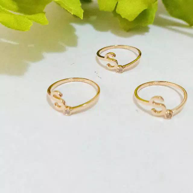 N. W. Y. J. G. S. R Cincin huruf anak dan dewasa emas asli kadar 700 750 gold rosegold whitegold kuning putih