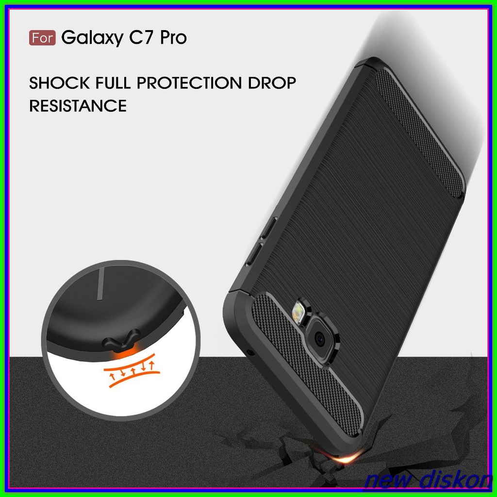 PROMO KEREN FIBER LINE Case Samsung C7 C9 PRO spigen like cover softcase carbon hp